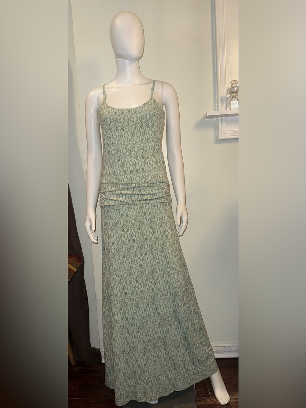 Toad&Co Sage Green Patterned Maxi Slip Dress